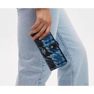 Coach Slim Wallet - NWT Blue Graphic Plaid Print Sold Out Rare